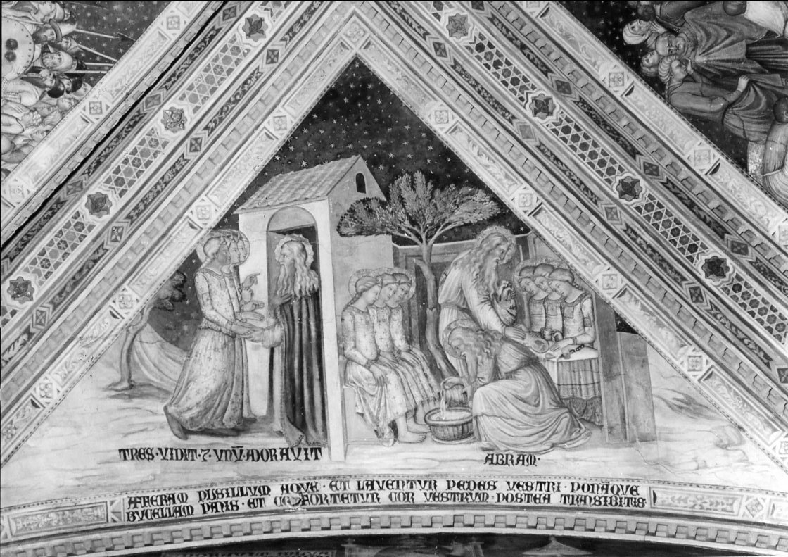 Abramo e i tre angeli (dipinto, elemento d'insieme) di Ugolino di Prete Ilario (e aiuti) (sec. XIV)