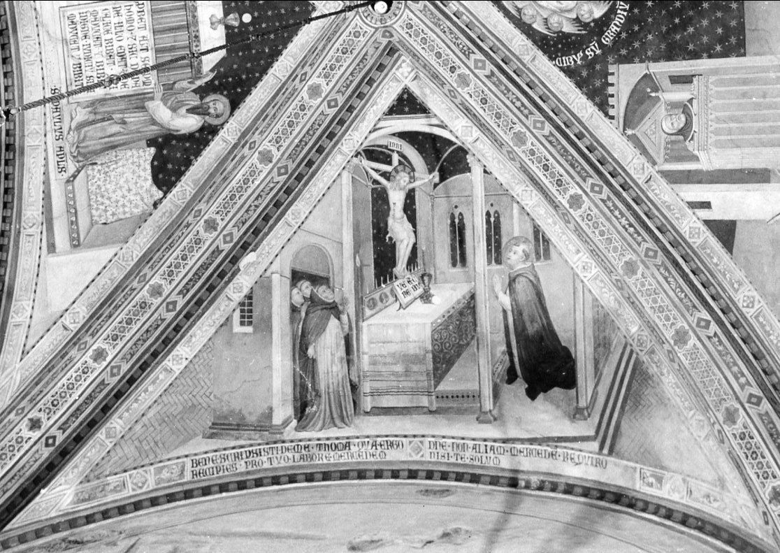 San Tommaso d'Aquino prega davanti al Cristo crocifisso (dipinto, elemento d'insieme) di Ugolino di Prete Ilario (e aiuti) (sec. XIV)