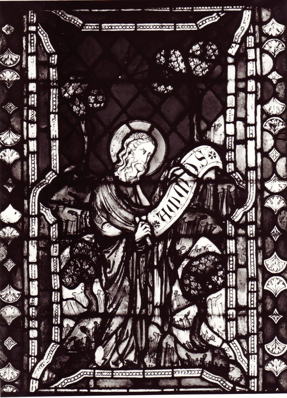 Il profeta Amos, figura di uomo (vetrata, complesso decorativo) di Giovanni di Bonino da Assisi (attribuito) (secondo quarto sec. XIV)
