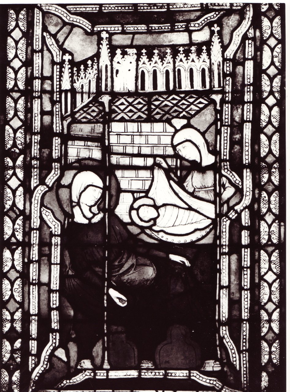 La natività della Vergine, nascita di Maria Vergine (vetrata, complesso decorativo) di Giovanni di Bonino da Assisi (attribuito) (secondo quarto sec. XIV)