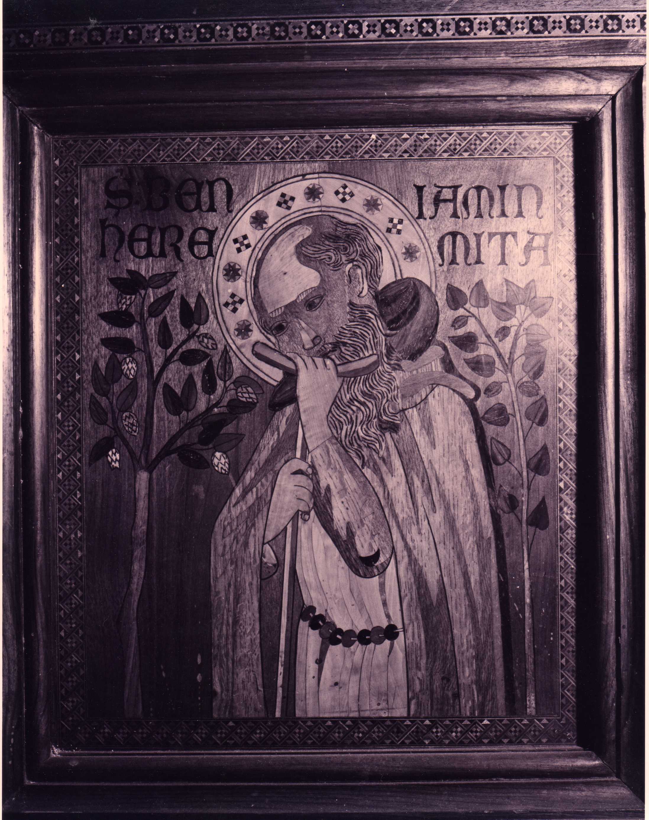 San Beniamino Eremita, Figura maschile (decorazione a intarsio, complesso decorativo) - ambito senese (metà XIV)