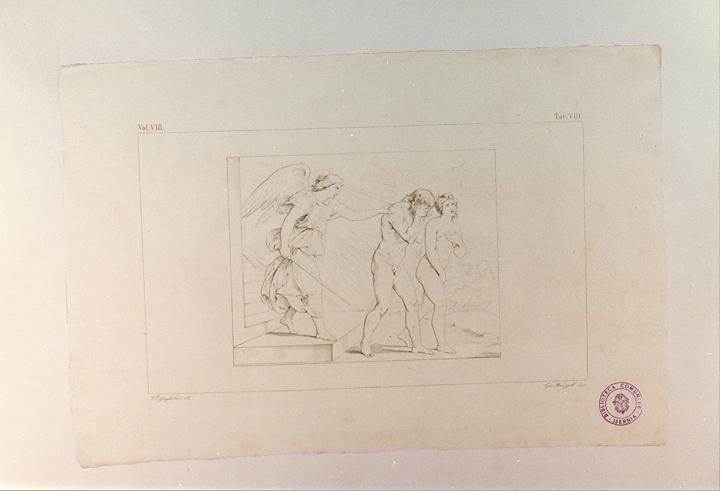 CACCIATA DAL PARADISO (stampa tagliata, serie) di Sanzio Raffaello, Wenzel Giovanni, Guglielmi Paolo (sec. XIX)