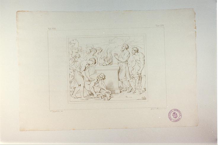 SACRIFICIO DI NOE' (stampa tagliata, serie) di Sanzio Raffaello, Marcucci Giuseppe, Guglielmi Paolo (sec. XIX)