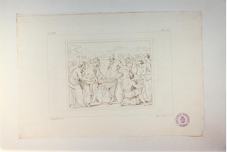 ABRAMO E MELCHISEDEC (stampa tagliata, serie) di Sanzio Raffaello, Marcucci Giuseppe, Guglielmi Paolo (sec. XIX)