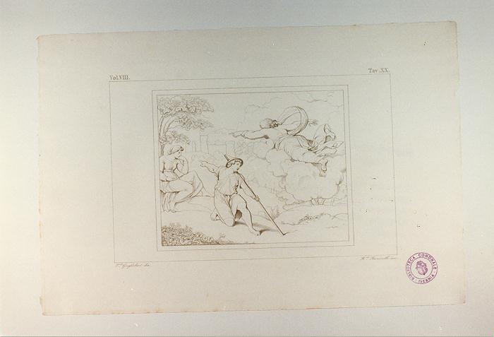 DIO APPARE AD ISACCO (stampa tagliata, serie) di Sanzio Raffaello, Puccinelli R, Guglielmi Paolo (sec. XIX)