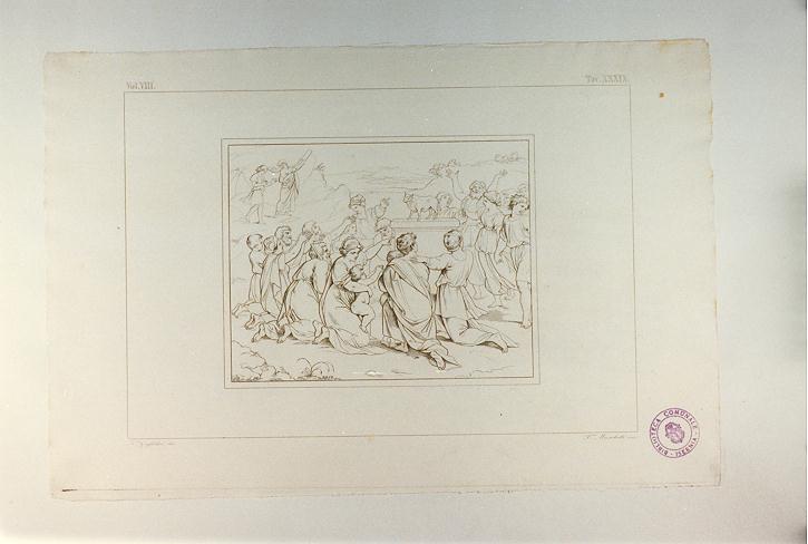 ADORAZIONE DEL VITELLO D'ORO (stampa tagliata, serie) di Sanzio Raffaello, Marchetti Pietro, Guglielmi Paolo (sec. XIX)
