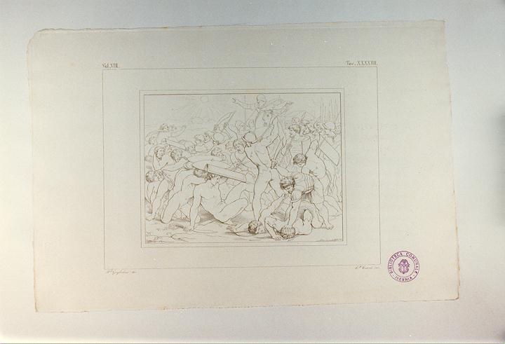 GIOSUE' FERMA IL SOLE (stampa tagliata, serie) di Sanzio Raffaello, Ceroni Luigi, Guglielmi Paolo (sec. XIX)