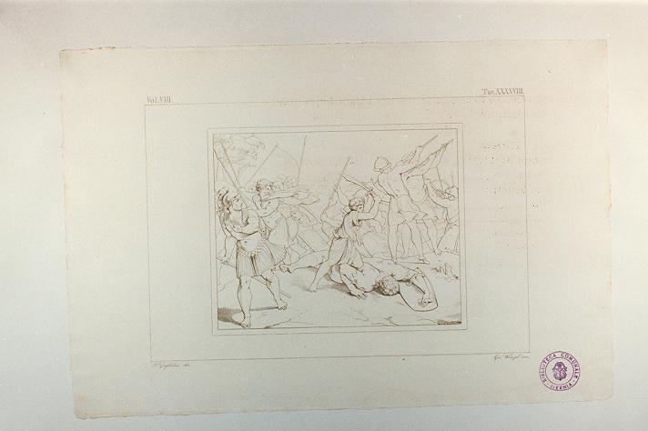 DAVIDE E GOLIA (stampa tagliata, serie) di Sanzio Raffaello, Wenzel Giovanni, Guglielmi Paolo (sec. XIX)