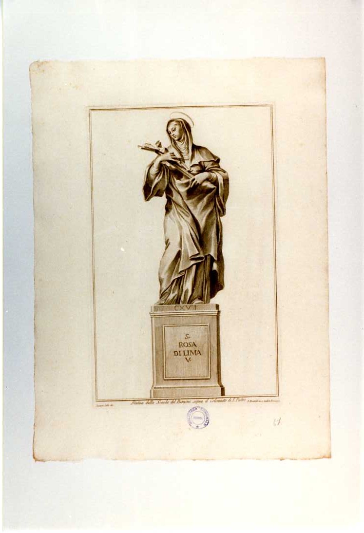 SANTA ROSA DI LIMA (stampa, serie) di Bernini Gian Lorenzo (bottega), Bombelli Pietro Leone, Cades Giuseppe (sec. XVIII)