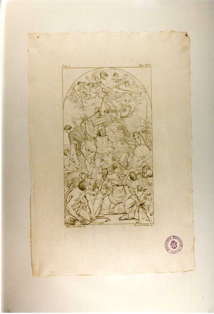 MARTIRIO DI SAN SEBASTIANO (stampa, serie) di Zampieri Domenico detto Domenichino, Del Vecchio Beniamino, Marchetti Pietro (sec. XIX)