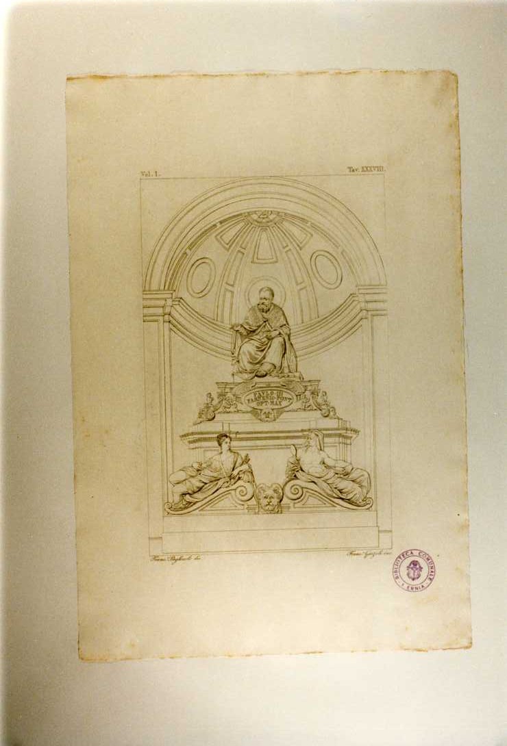 MONUMENTO A PAOLO III (stampa smarginata, serie) di Della Porta Gugliemo, Garzoli Francesco, Pagliuolo Francesco (sec. XIX)
