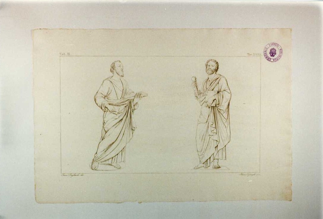 SANTI PIETRO E FILIPPO (STATUE) (stampa tagliata, serie) di Garzoli Francesco, Pagliuolo Francesco (sec. XIX)