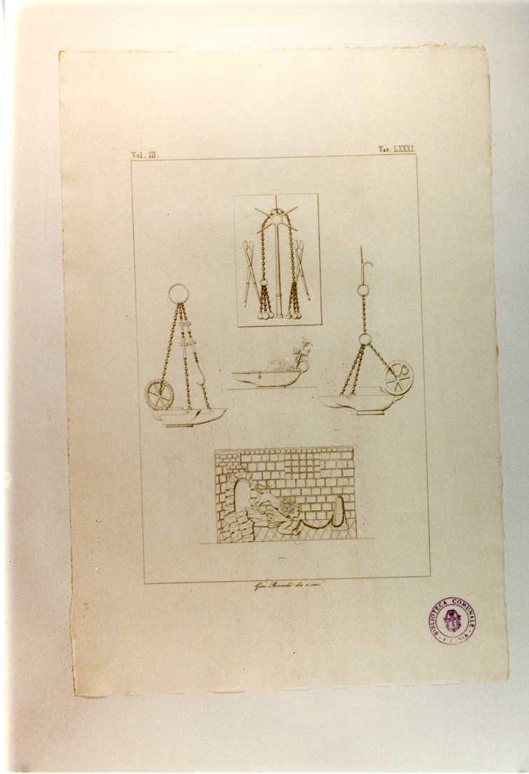 LUCERNE E STRUMENTI DEL MARTIRIO (stampa smarginata, serie) di Bianchi Giuseppe (sec. XIX)