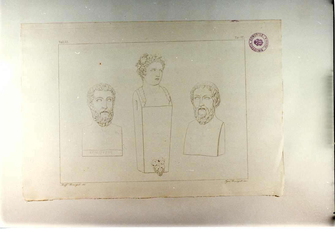 EPICURO; BACCO; PITAGORA (stampa tagliata, serie) di Bonaiuti Ignazio, Bonaiuti Raffaele (sec. XIX)