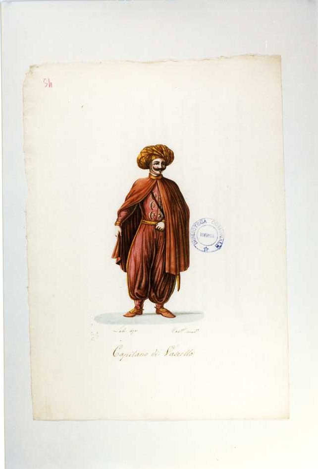 DIVISA DA CAPITANO DI VASCELLO (stampa a colori tagliata, serie) di Labruzzi L (prima metà sec. XIX)