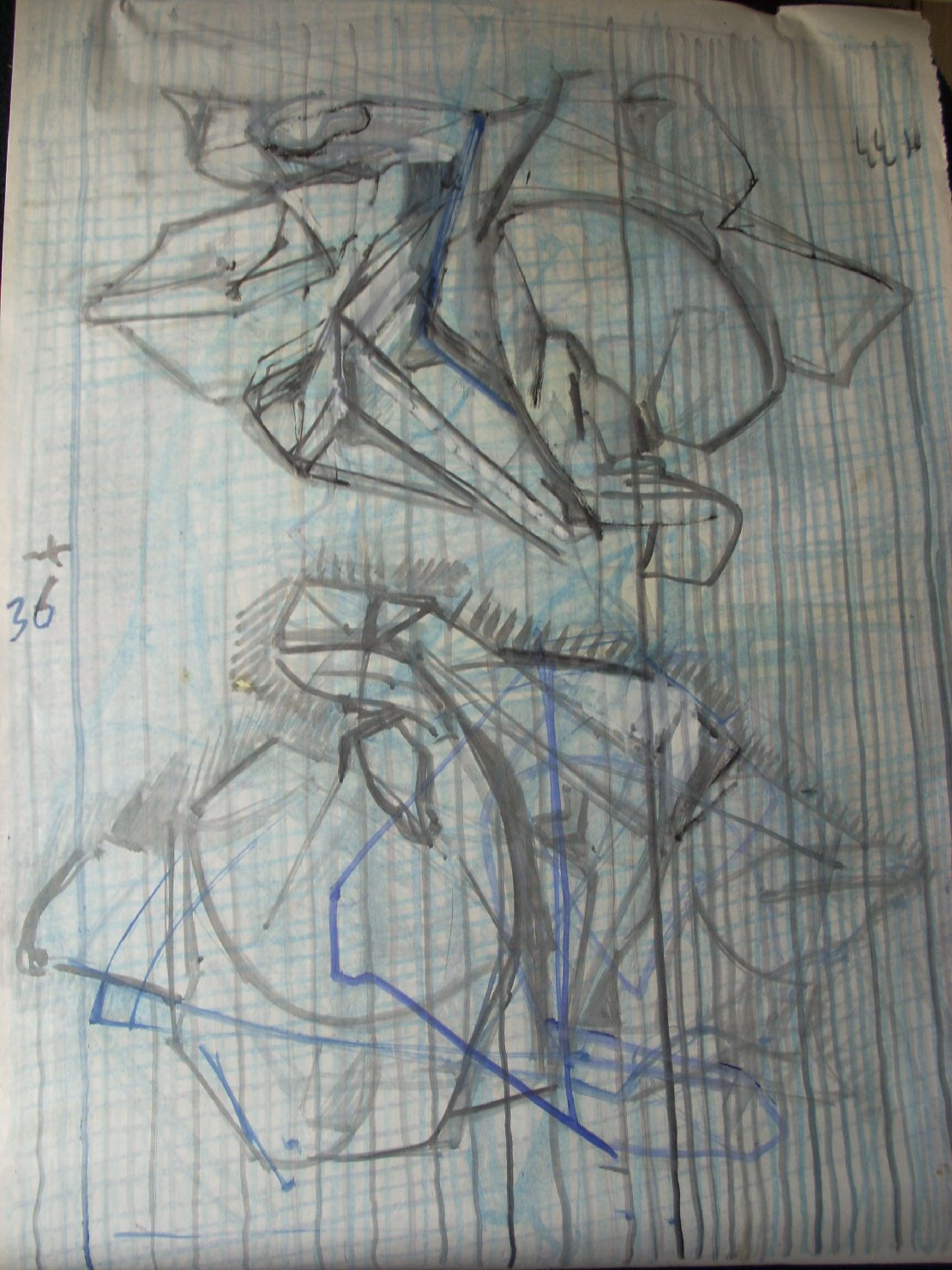 Doppia piega (disegno) di Ciamarra Elena (sec. XX)