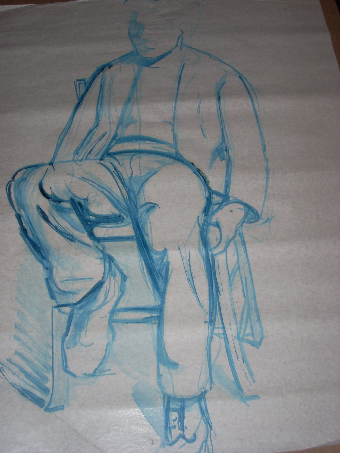 Schizzo di uomo seduto 6, figura maschile seduta (disegno) di Ciamarra Elena (sec. XX)