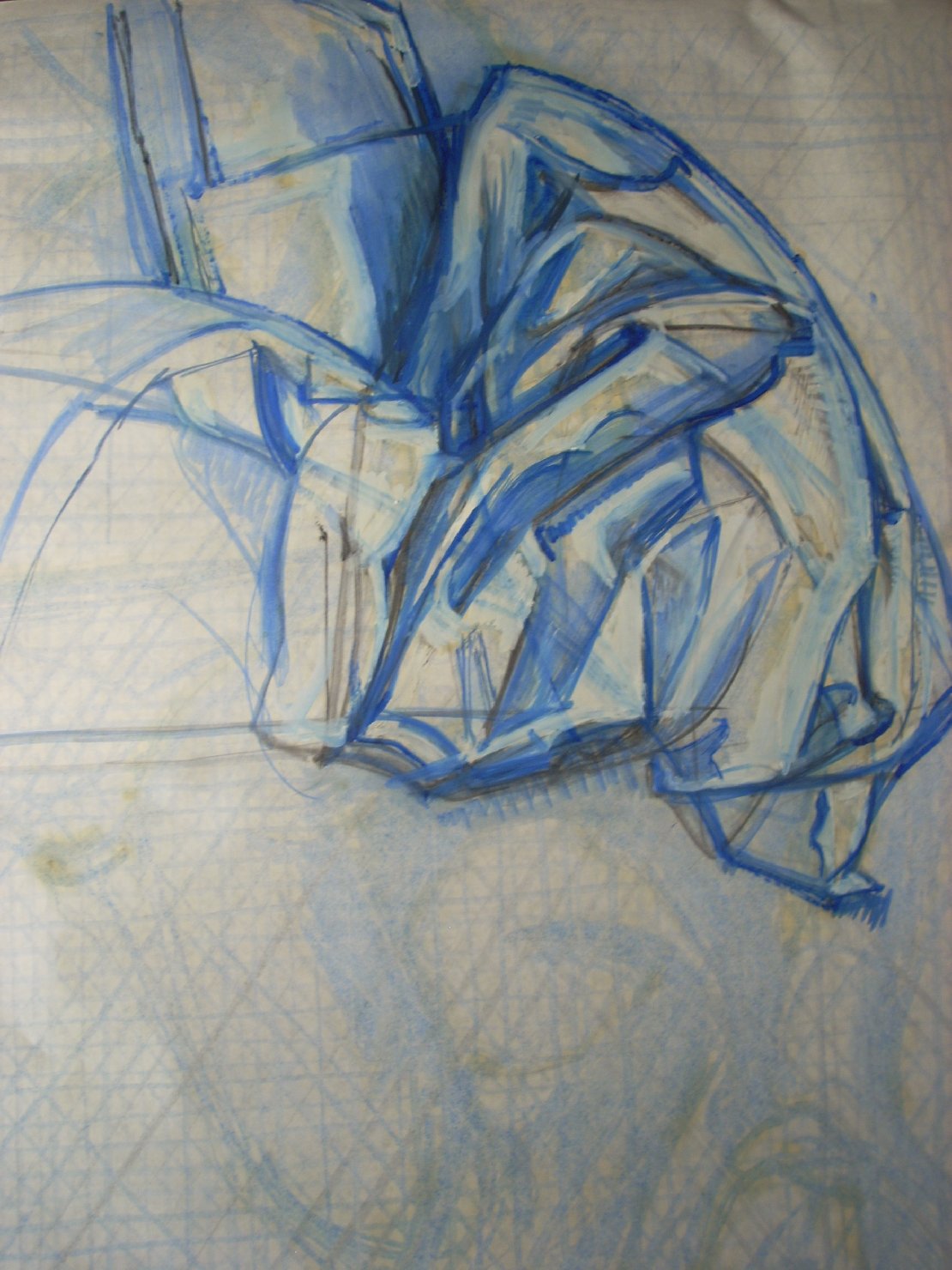 Piega in blu e nero (disegno) di Ciamarra Elena (sec. XX)