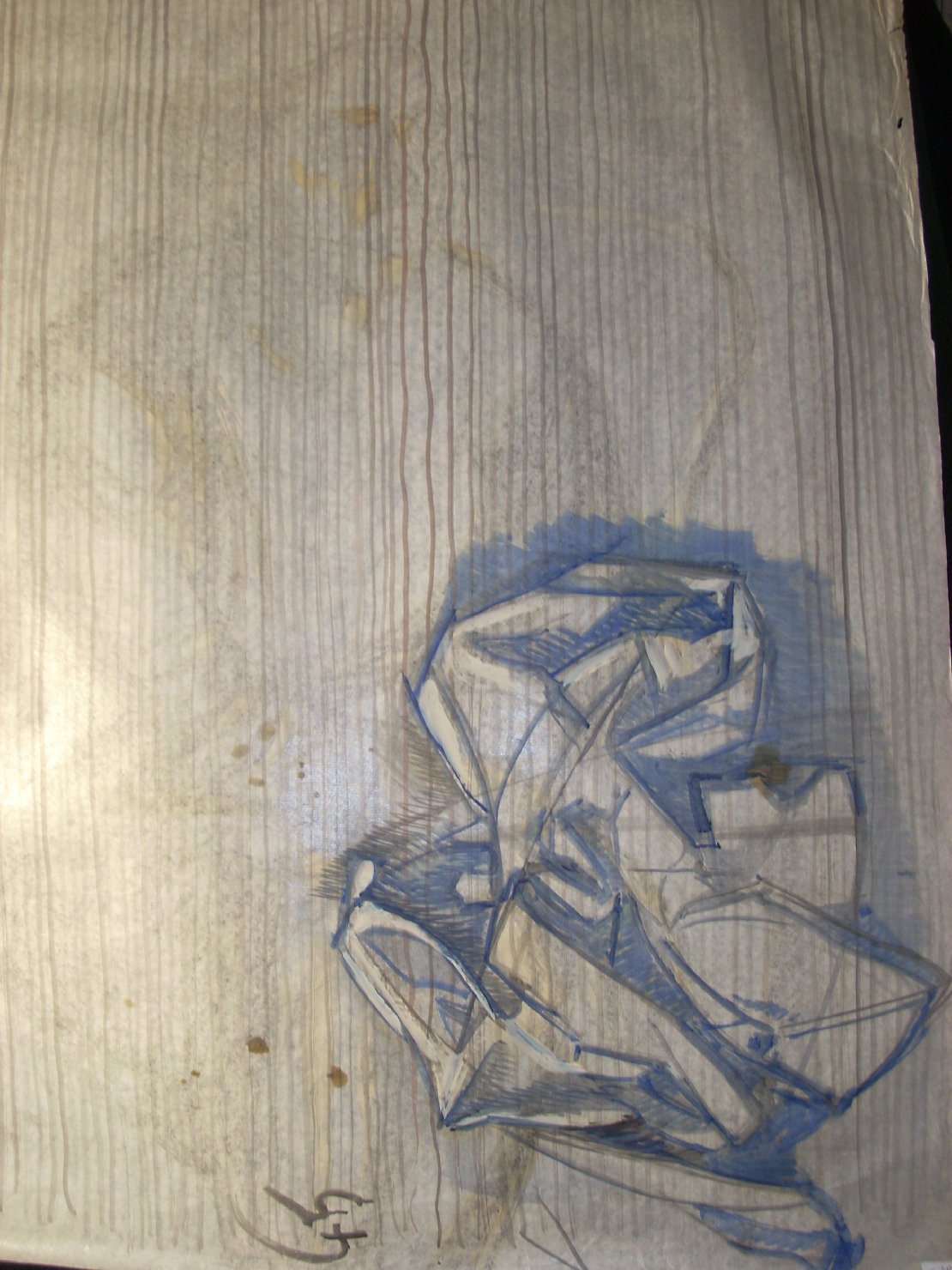Piega in blu (disegno) di Ciamarra Elena (sec. XX)