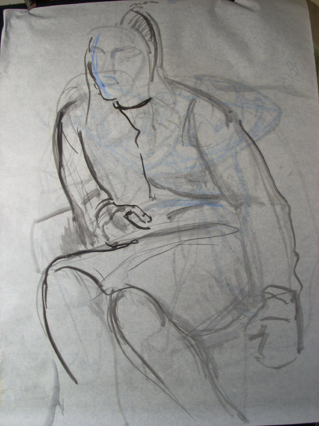 Abbozzo in grigio 5, figura femminile seduta (disegno) di Ciamarra Elena (sec. XX)