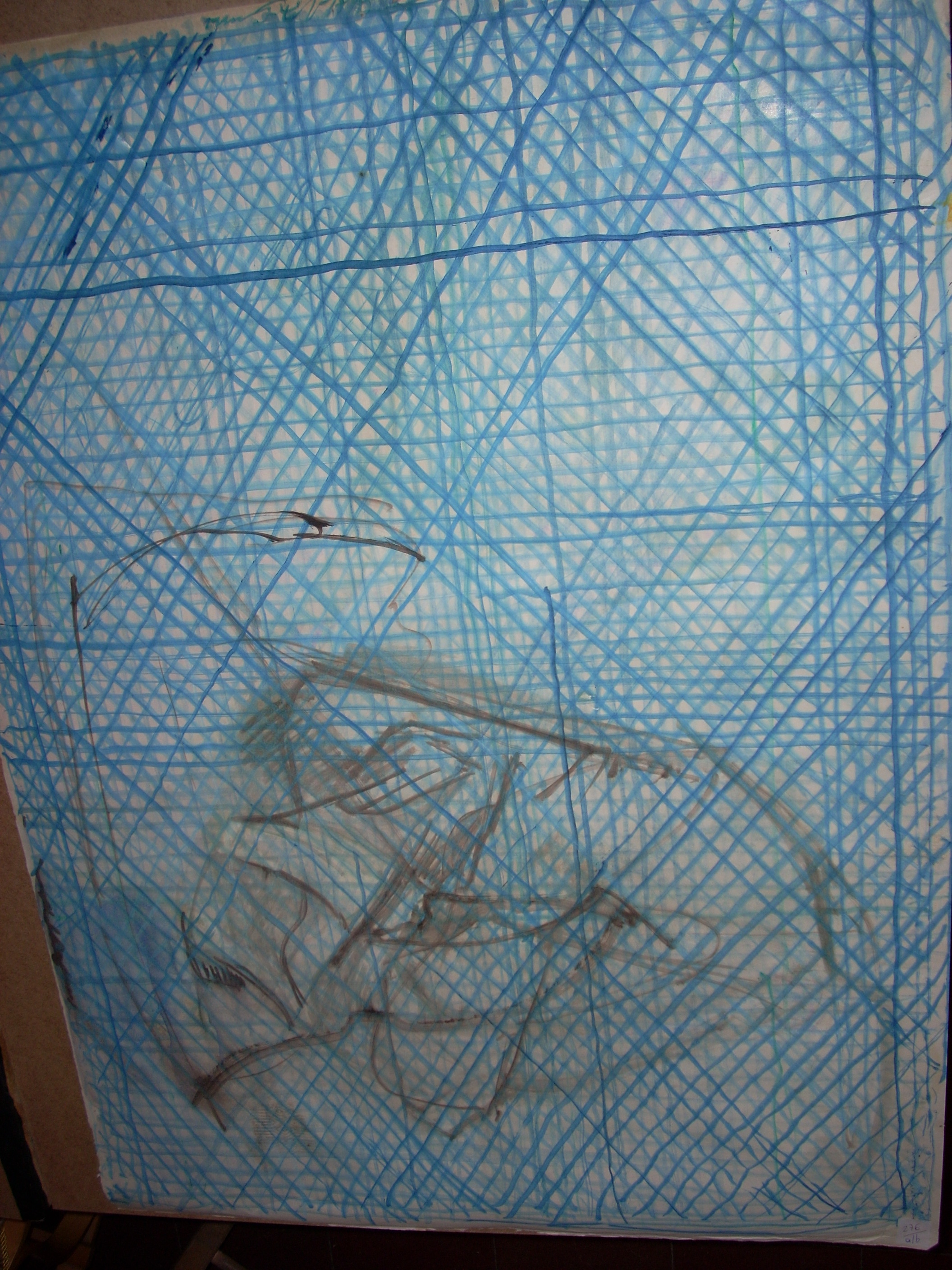 Studio di piega su fondo blu (disegno) di Ciamarra Elena (sec. XX)