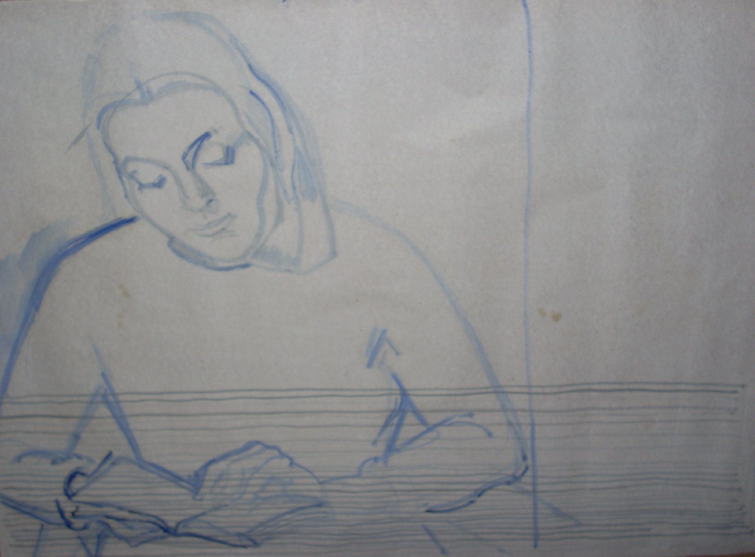 Lettrice verticale, figura femminile (disegno) di Ciamarra Elena (sec. XX)