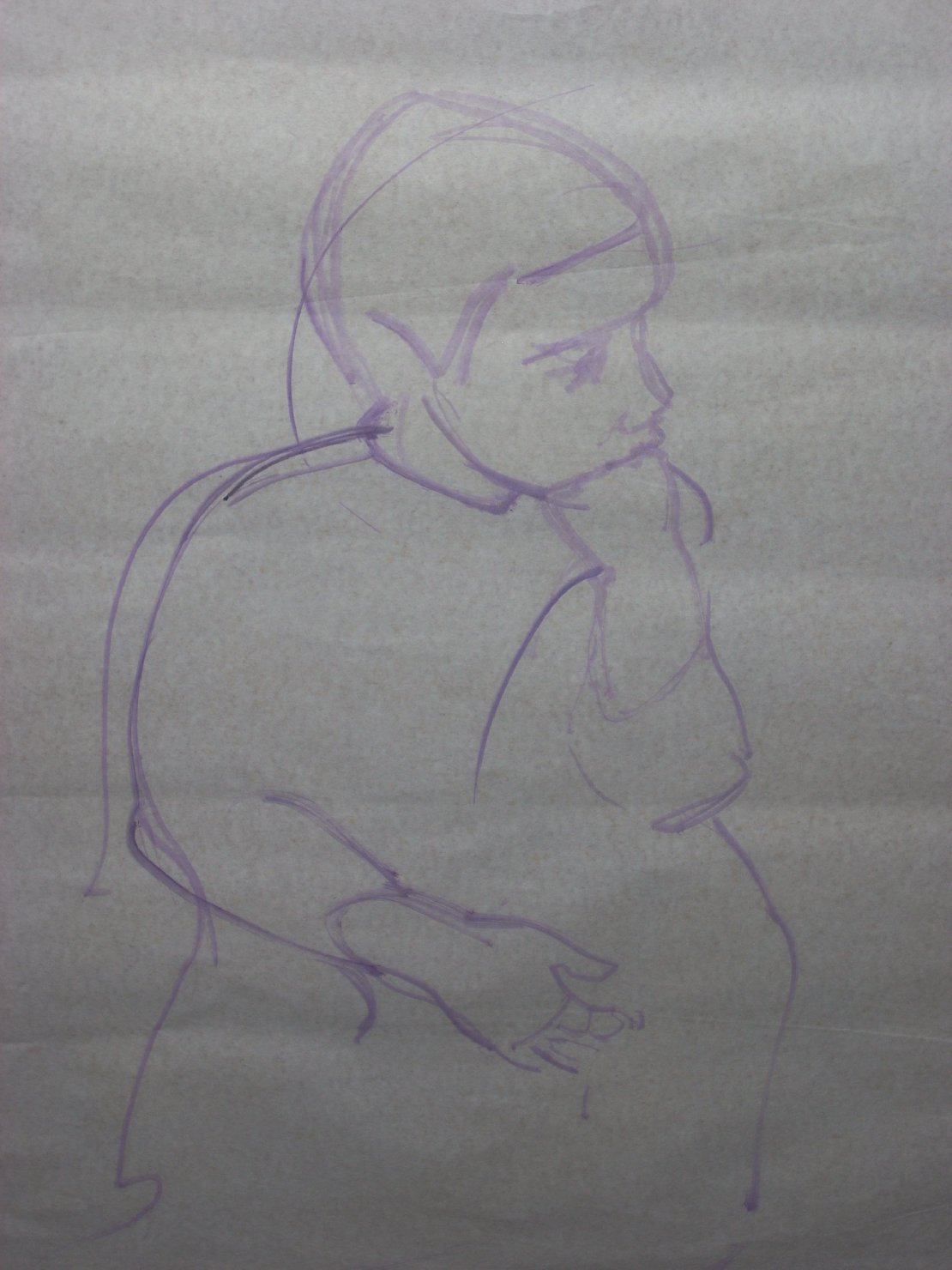 Principio di bambino in viola, busto ritratto di bambino (disegno) di Ciamarra Elena (sec. XX)