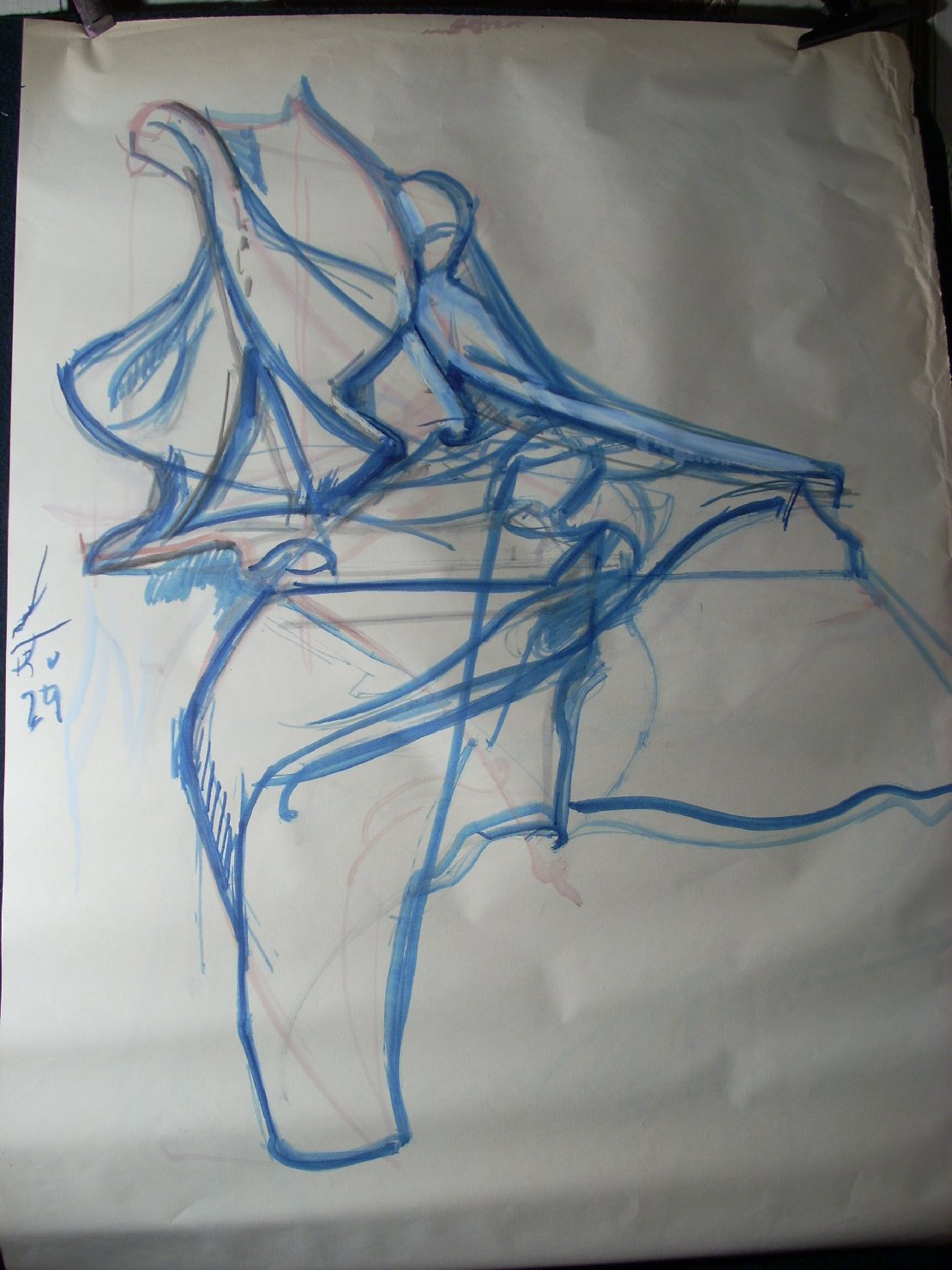 Piega in blu e viola (disegno) di Ciamarra Elena (sec. XX)