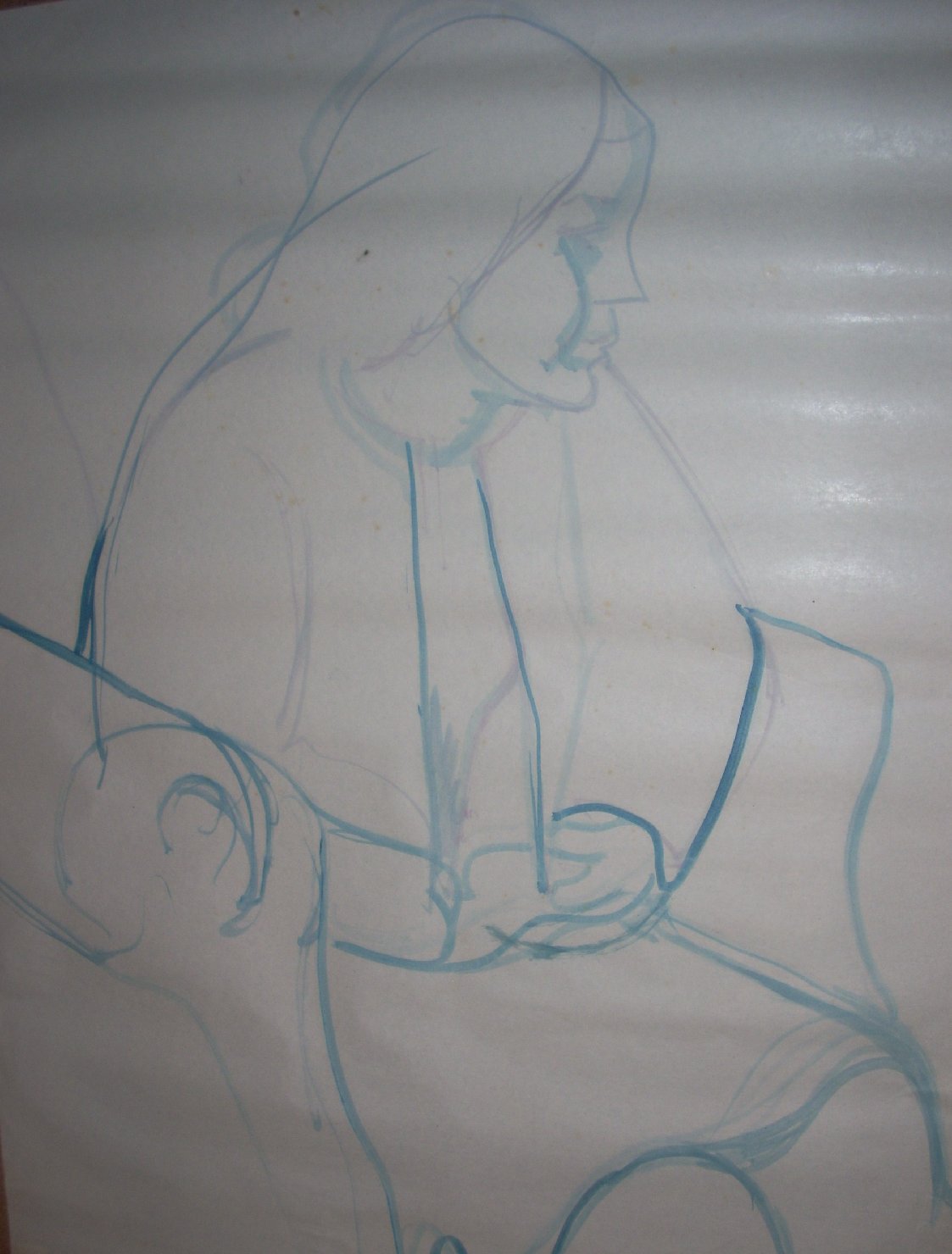 Schizzo di ragazza su poltrona, figura femminile seduta (disegno) di Ciamarra Elena (sec. XX)