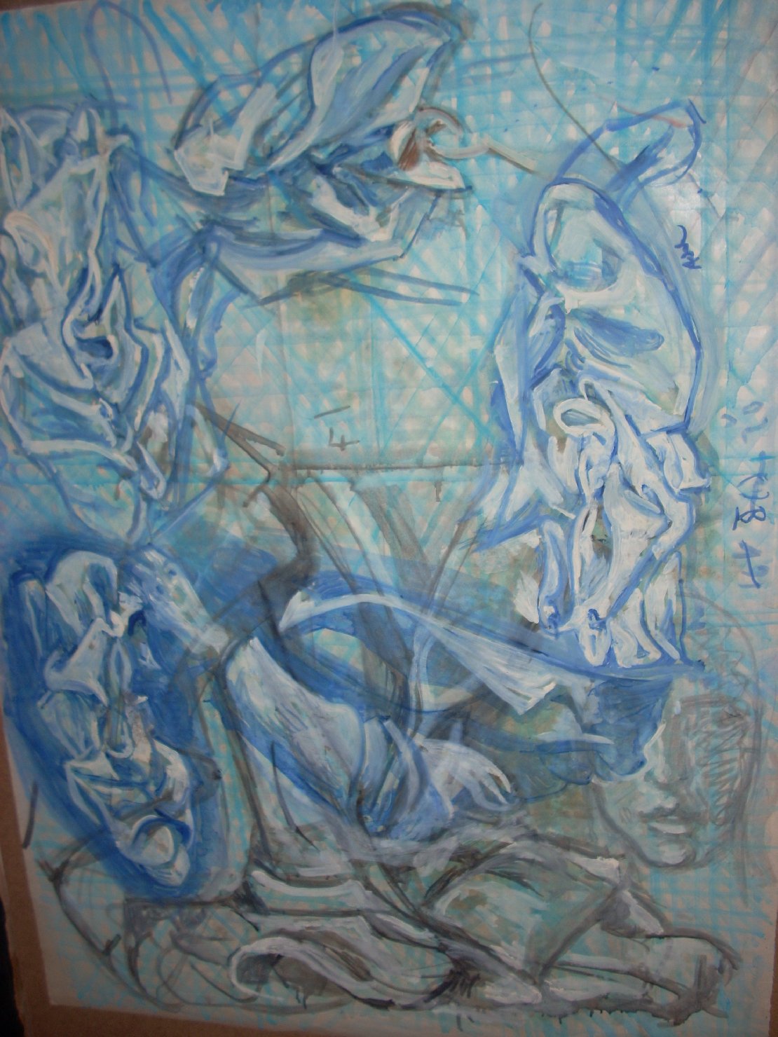 Studio di piega in blu e nero (disegno) di Ciamarra Elena (sec. XX)
