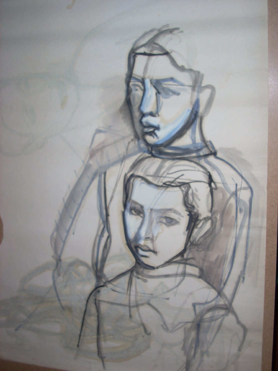 Due schizzi di ragazzino in nero, figura maschile (disegno) di Ciamarra Elena (sec. XX)