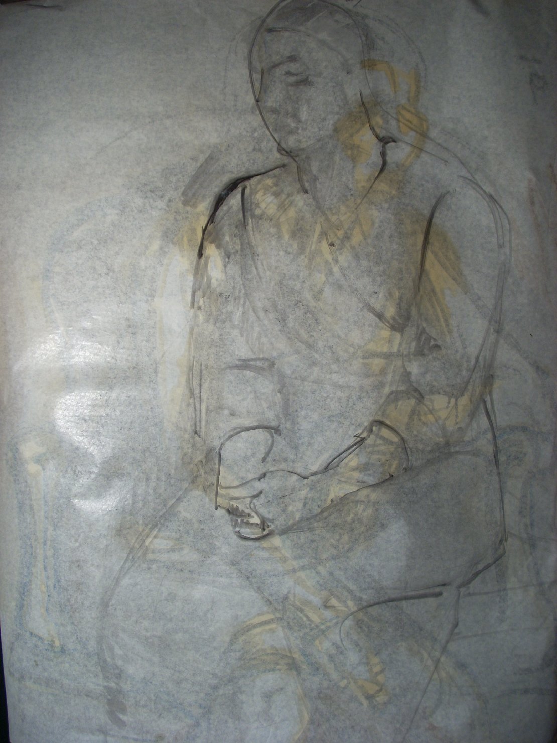 Schizzo di figura, figura femminile seduta (disegno) di Ciamarra Elena (sec. XX)