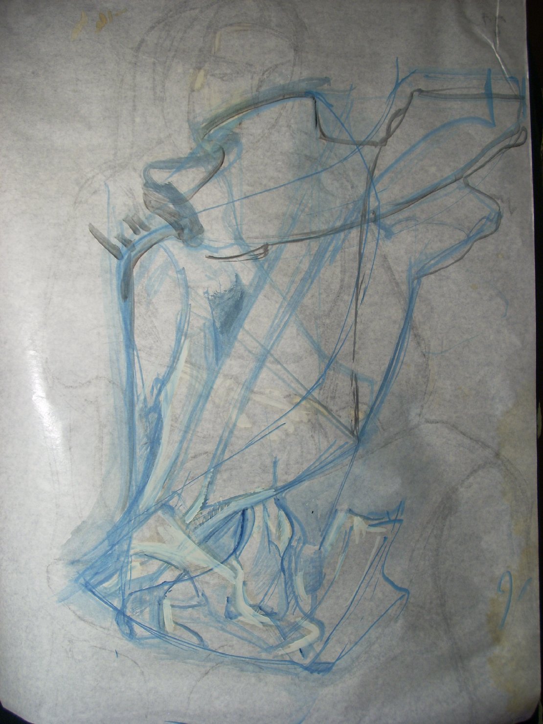 Piega in blu (disegno) di Ciamarra Elena (sec. XX)