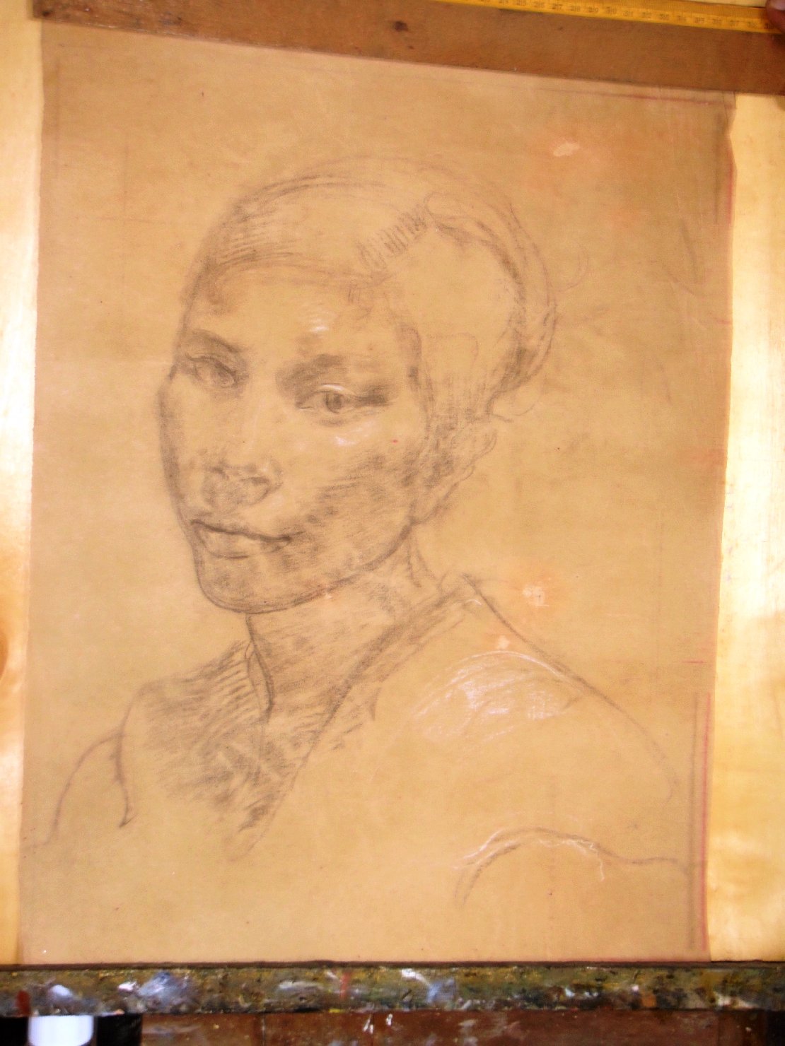 Busto Filomena, figura femminile (disegno) di Ciamarra Elena (sec. XX)
