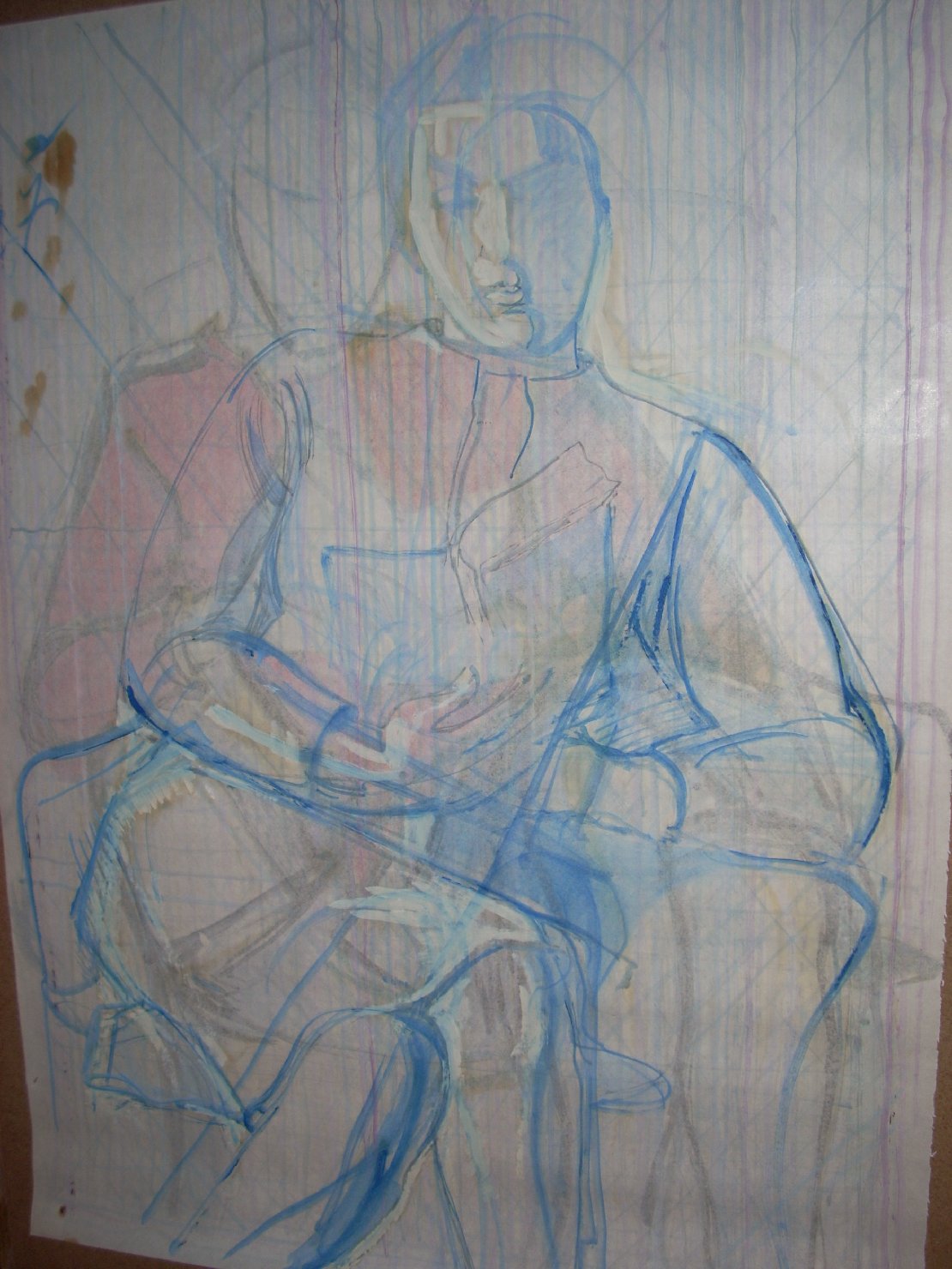 Lettrice 2, figura femminile seduta (disegno) di Ciamarra Elena (sec. XX)