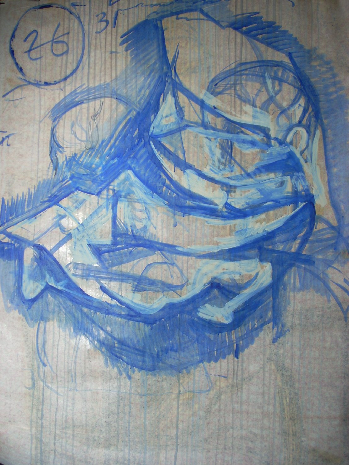 Piega in blu elettrico (disegno) di Ciamarra Elena (sec. XX)