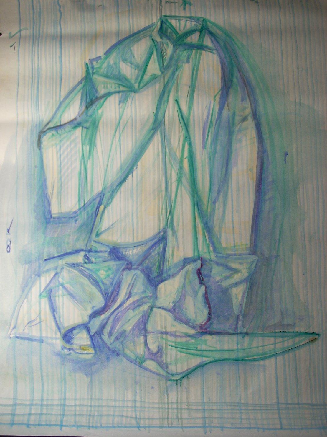 Studio di piega in verde (disegno) di Ciamarra Elena (sec. XX)