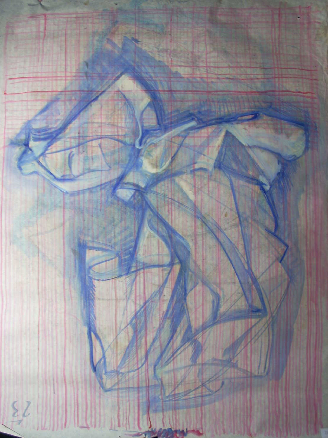 Piega in blu e rosa 1 (disegno) di Ciamarra Elena (sec. XX)