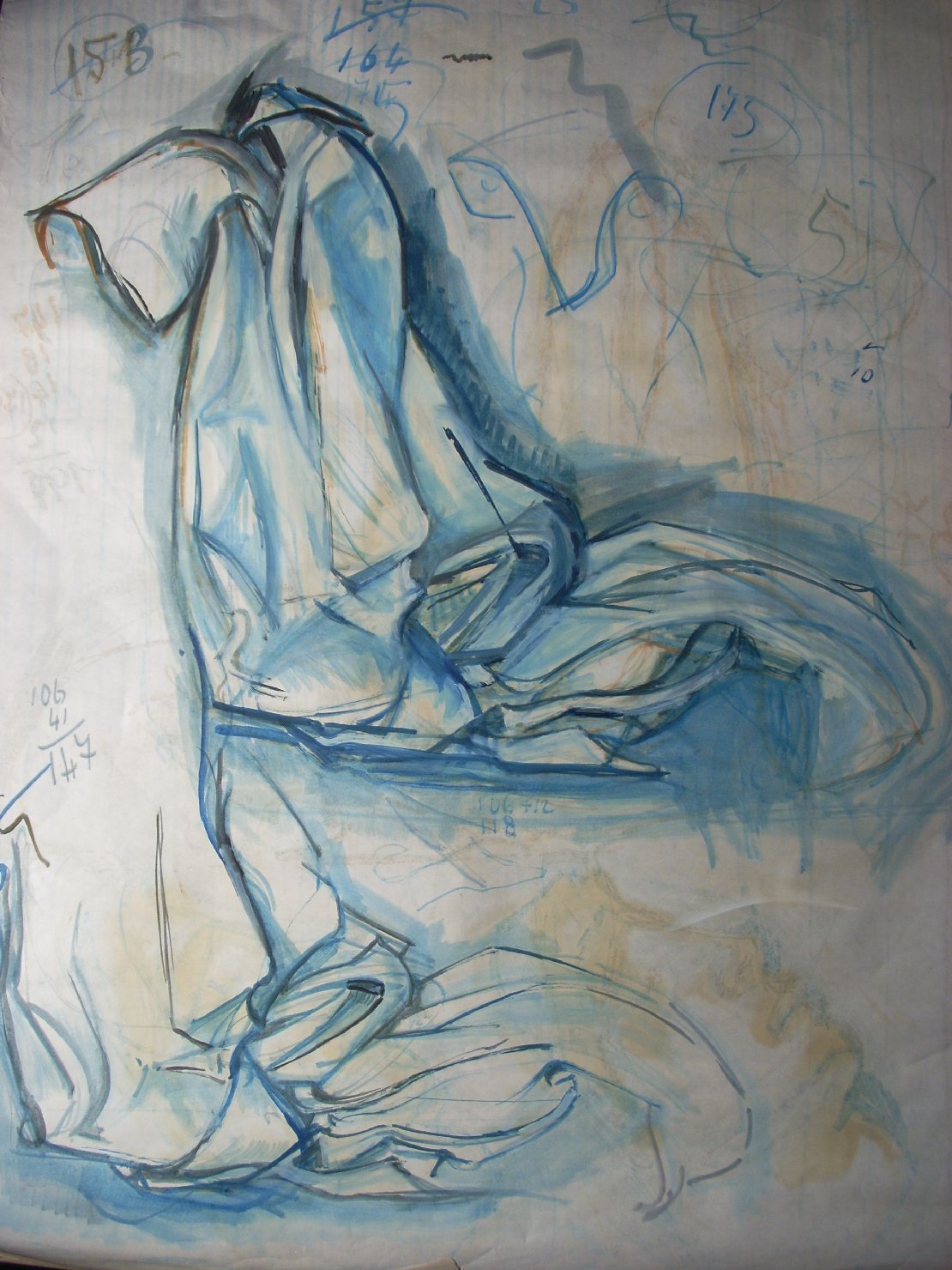 Studio di piega in blu 2 (disegno) di Ciamarra Elena (sec. XX)
