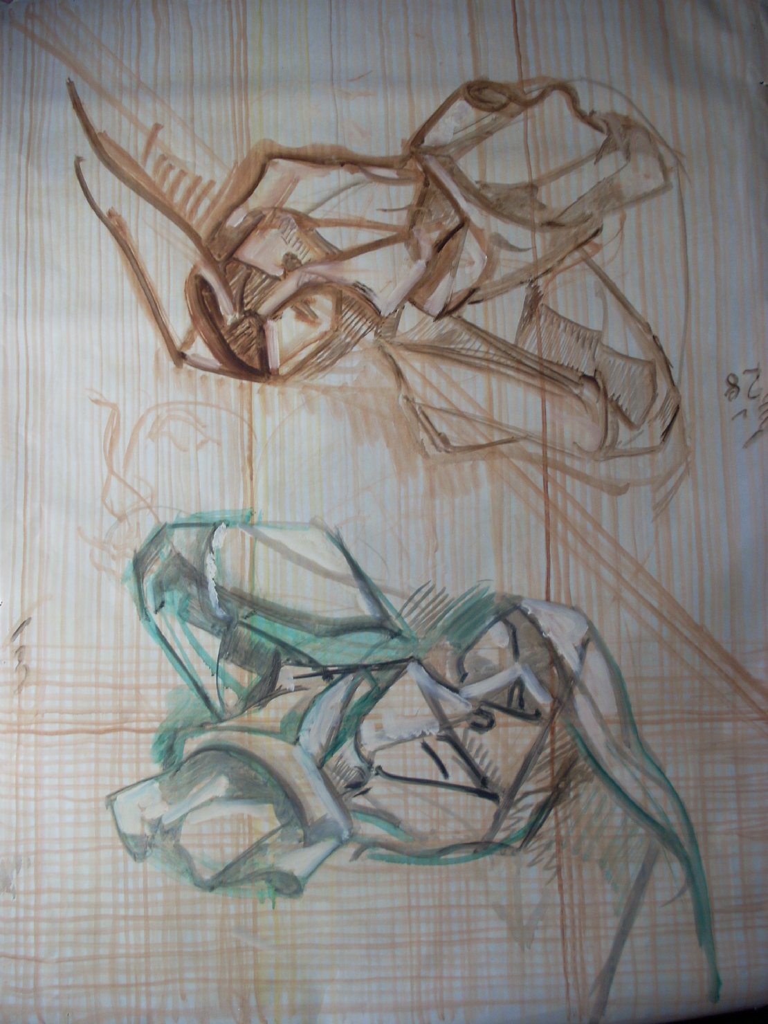 Due pieghe in verde e marrone (disegno) di Ciamarra Elena (sec. XX)