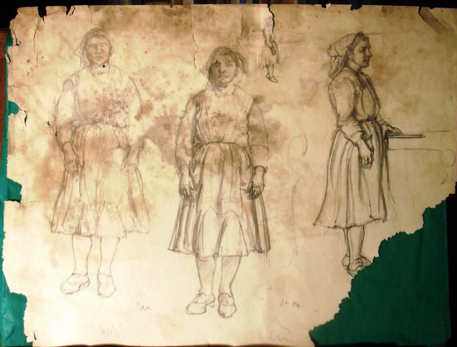 Schizzi vari di Assunta 94, figura femminile (disegno) di Ciamarra Elena (sec. XX)