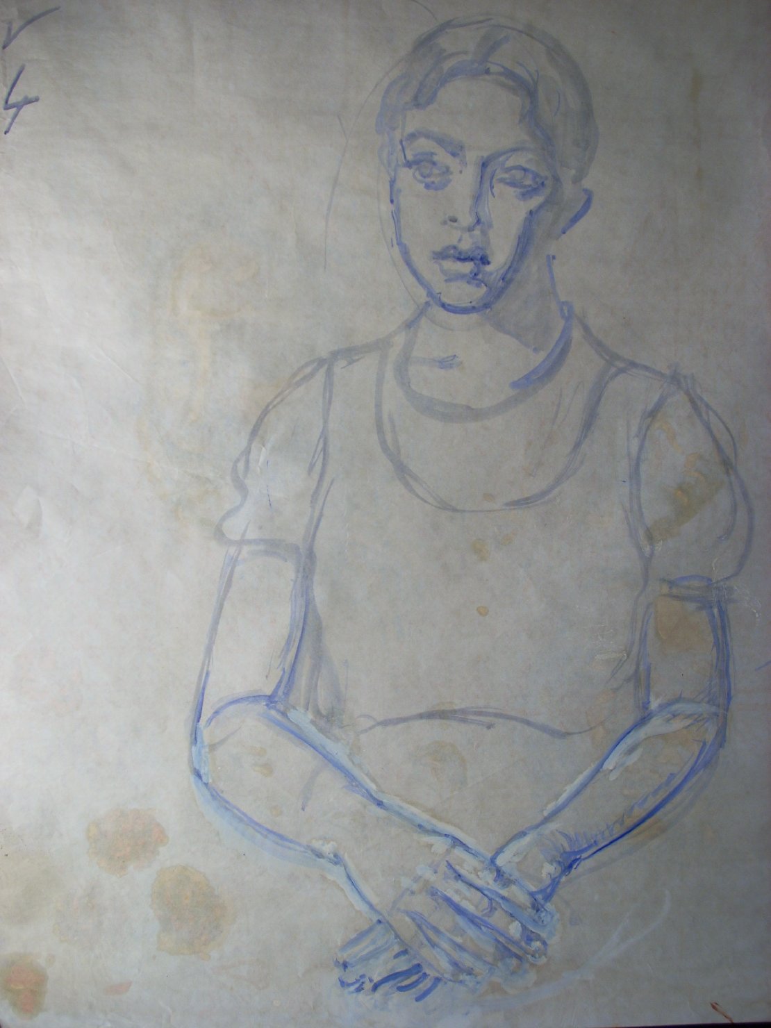 Studio di figura di ragazza, figura femminile (disegno) di Ciamarra Elena (sec. XX)