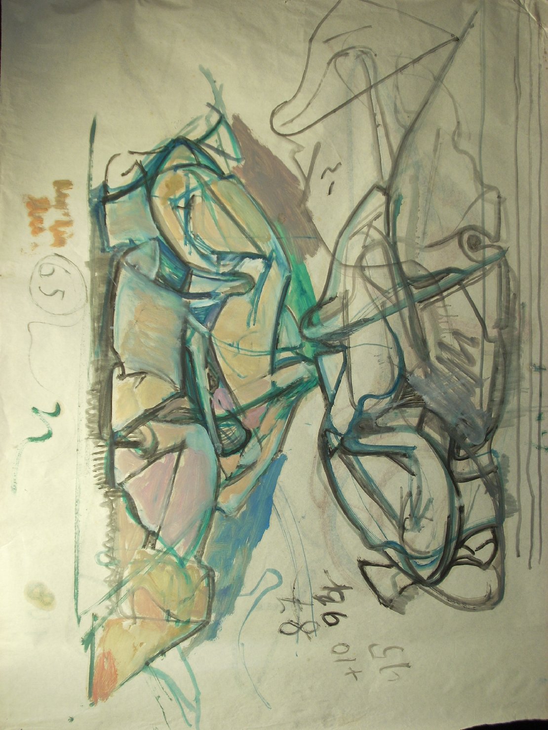 Due pieghe policrome (disegno) di Ciamarra Elena (sec. XX)