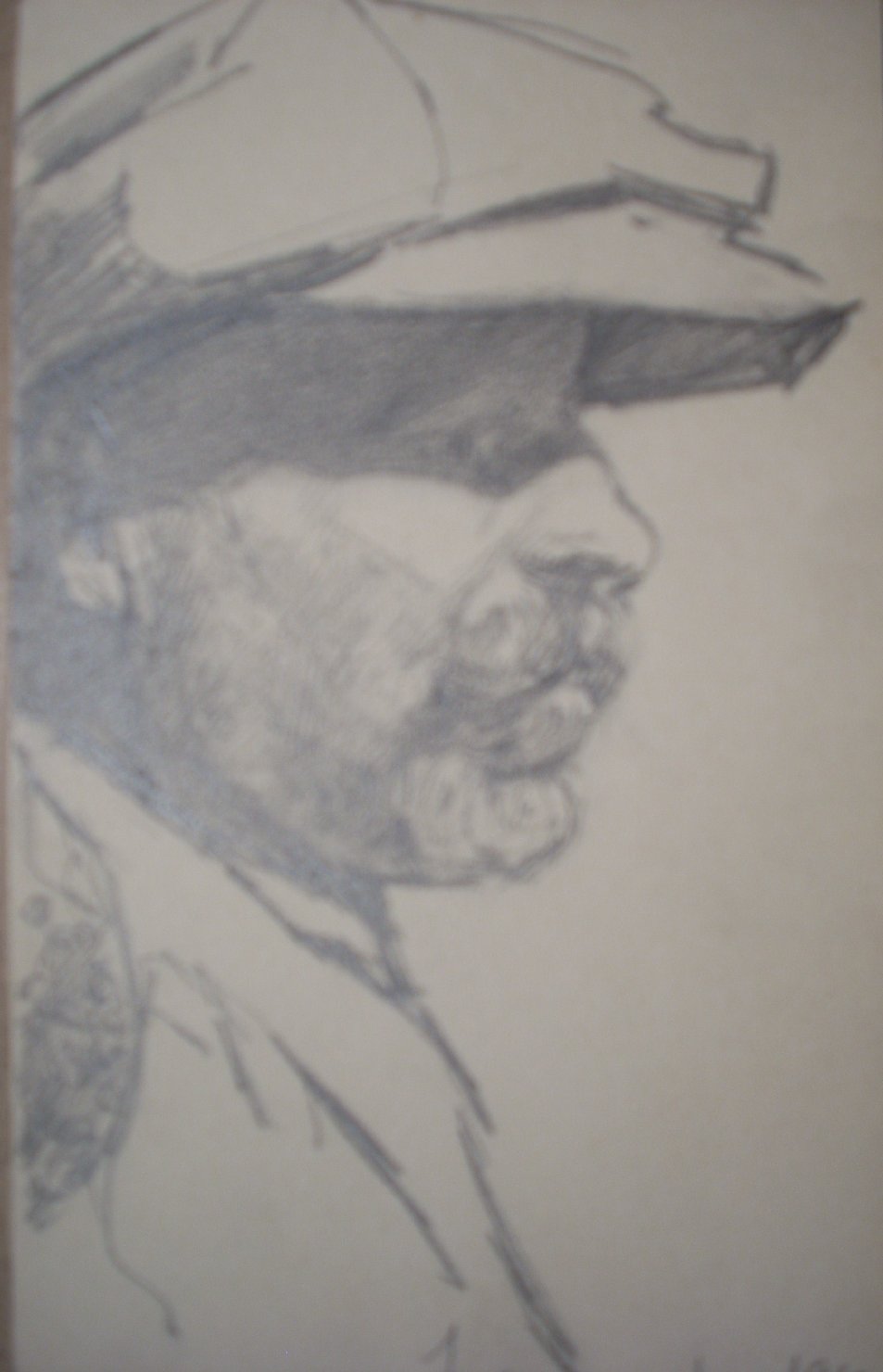 Schizzo di contadino col berretto, ritratto d'uomo di profilo (disegno) di Ciamarra Elena (sec. XX)