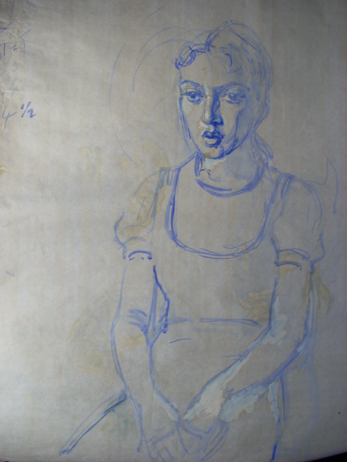 Studio di figura di ragazza, figura femminile (disegno) di Ciamarra Elena (sec. XX)