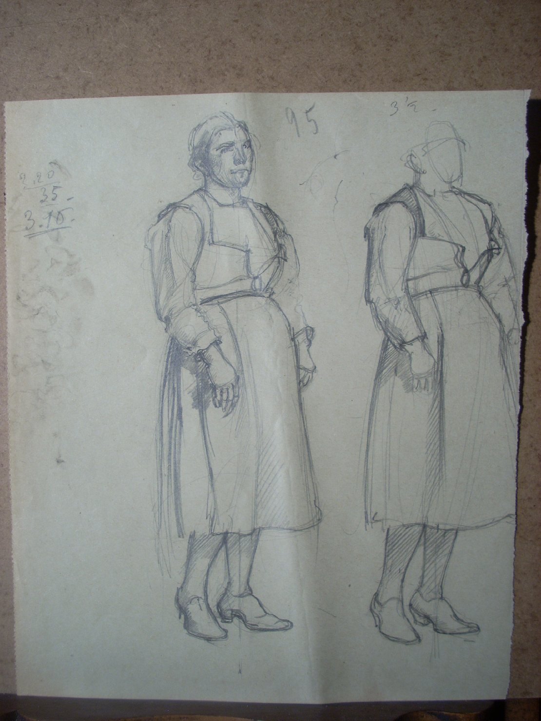 Schizzi vari di Assunta 189, figura femminile (disegno) di Ciamarra Elena (sec. XX)