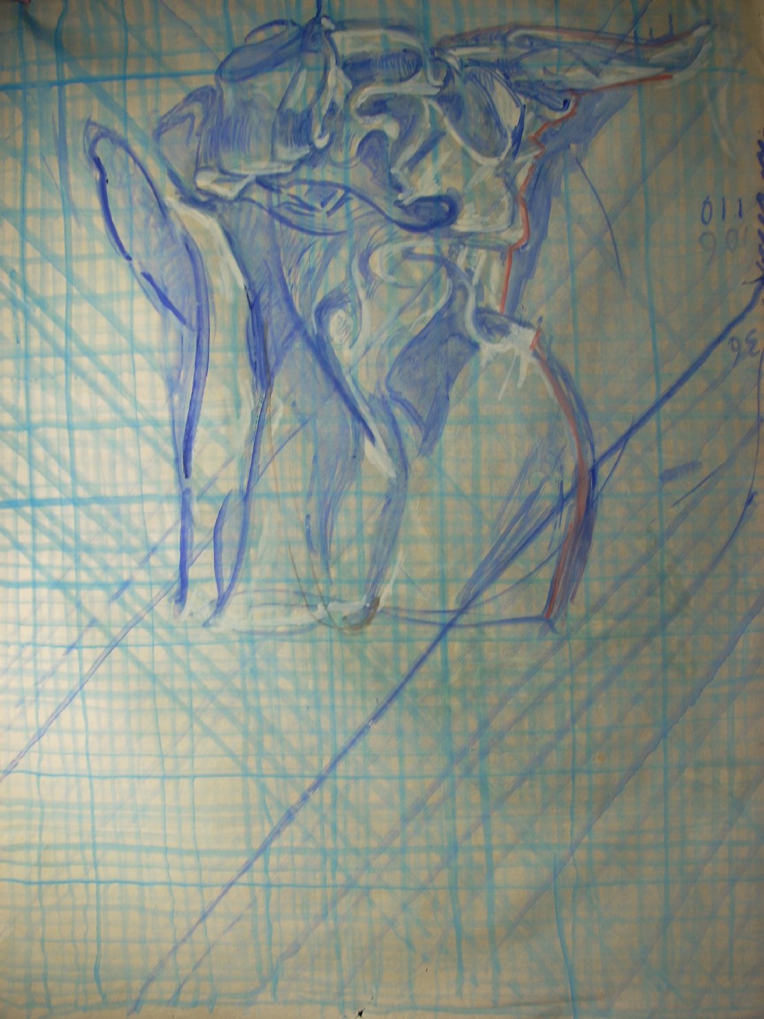 Piega in blu 4 (disegno) di Ciamarra Elena (sec. XX)