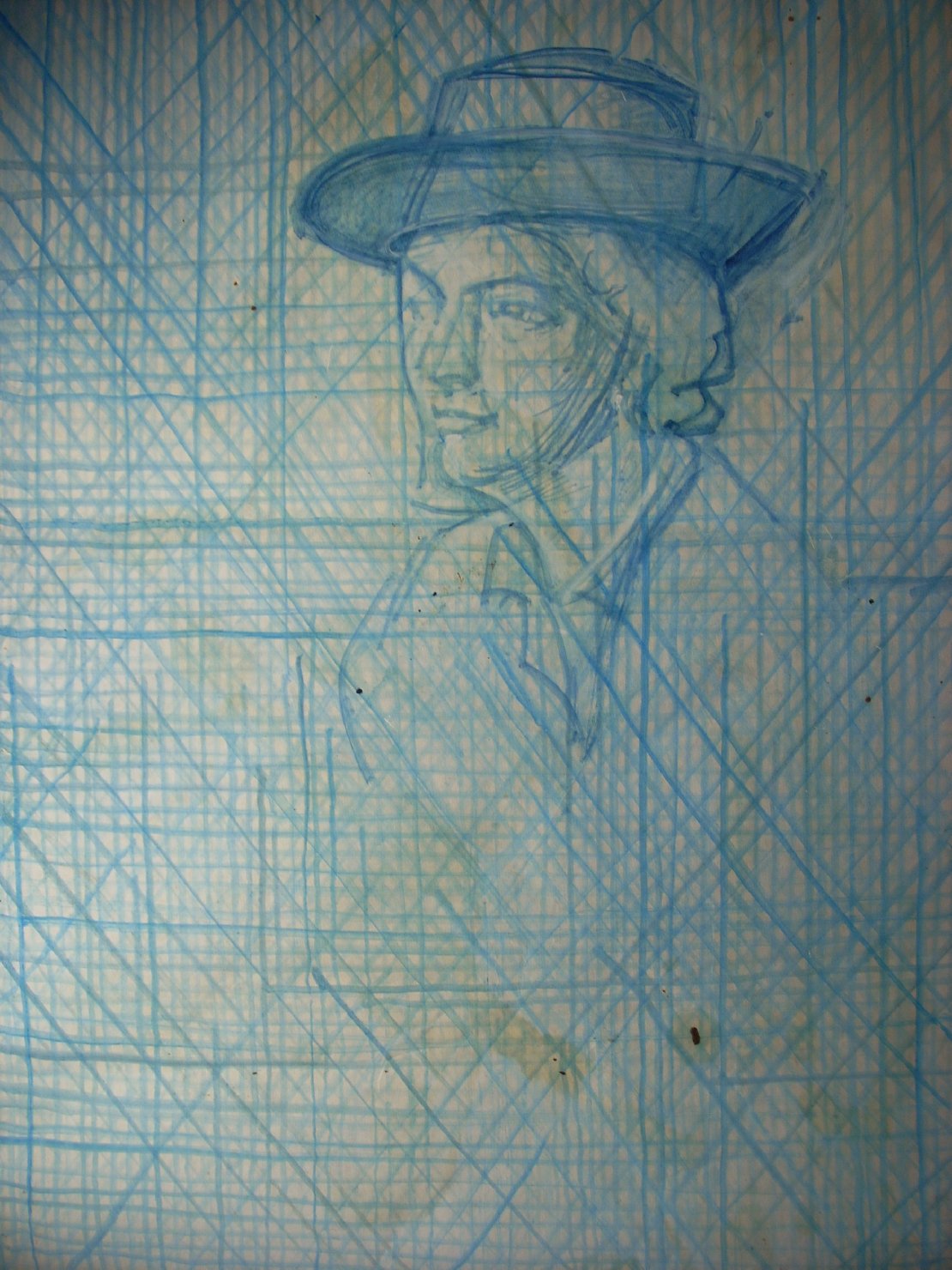 Studio di figura umana con cappello, figura femminile (disegno) di Ciamarra Elena (sec. XX)