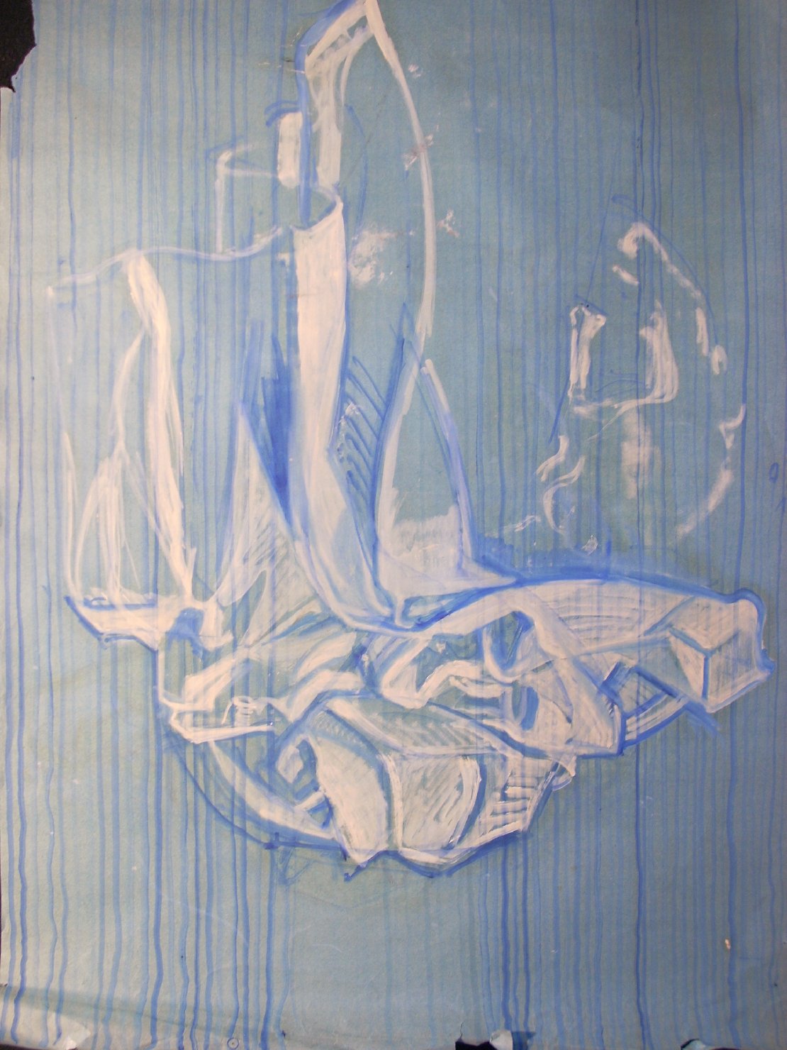 Studio di piega in bianco e blu 2 (disegno) di Ciamarra Elena (sec. XX)