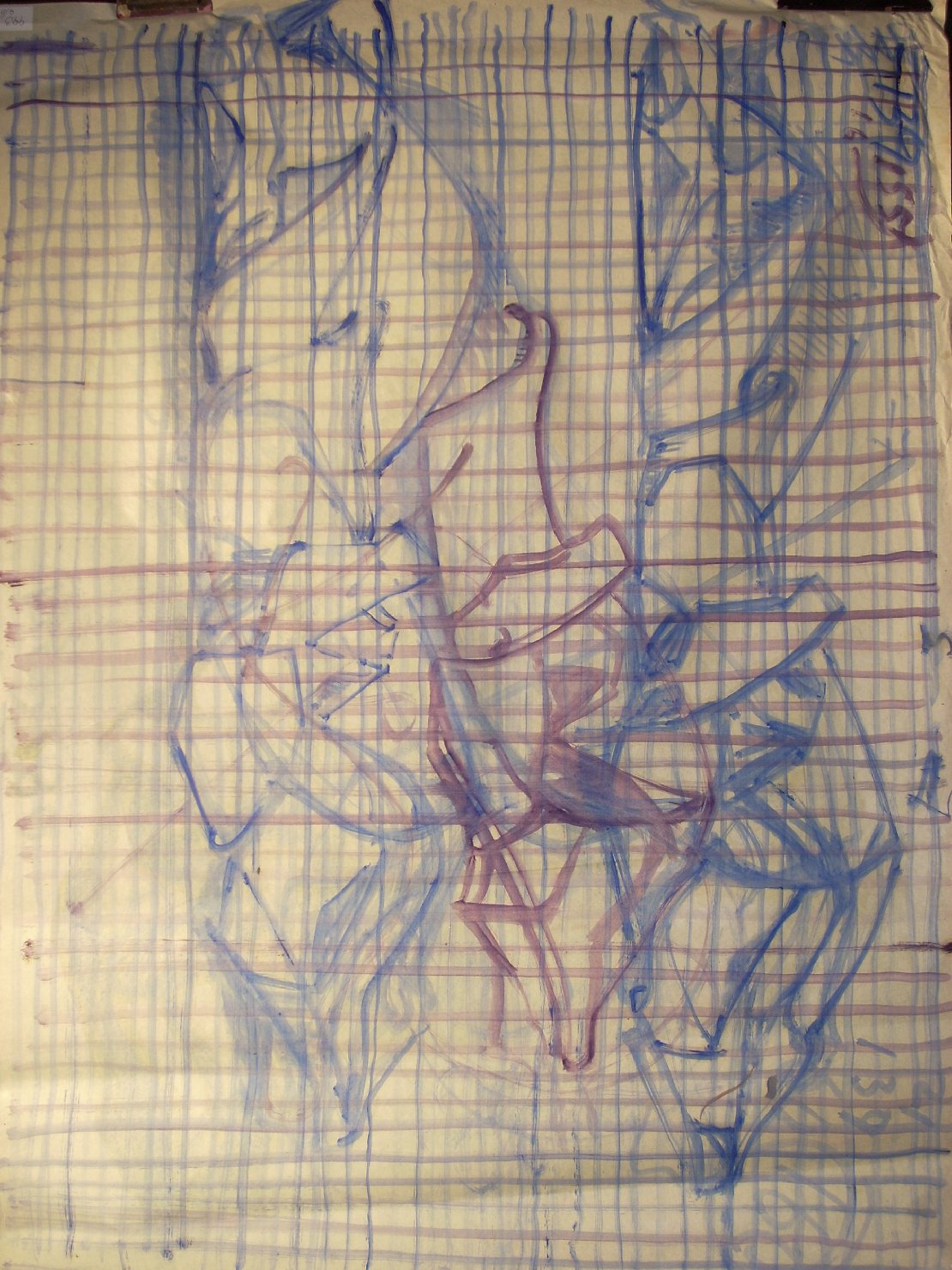 Cinque pieghe in blu e viola (disegno) di Ciamarra Elena (sec. XX)